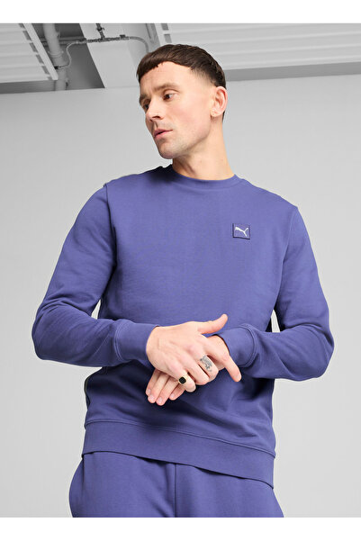 Puma 69089546 ESS ELEVATED Crew TR Mor Yuvarlak Yaka Regular Fit Düz Erkek Sweatshırt