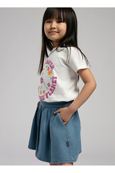 Lee Cooper Fusta scurtă pentru fetiță, talie normală, confortabilă, albastră cu imprimeu 252 LCG 126001