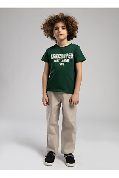 Lee Cooper تي شيرت للأولاد باللون الأخضر الداكن مطبوع 252 LCB 242003