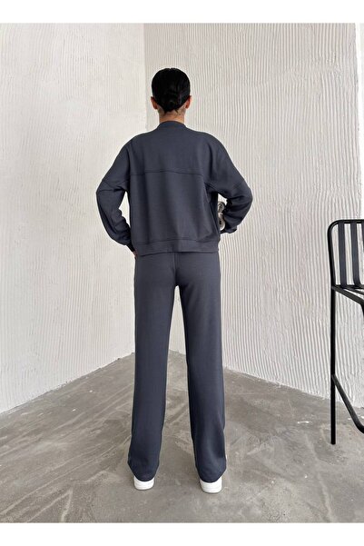 Gugus Set de îmbrăcăminte pentru femei din țesătură modal cu fermoar FUME