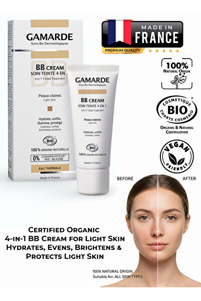Gamarde كريم بي بي احترافي للبشرة الفاتحة 40 مل مرطب طبيعي عضوي معتمد ومصحح ل...