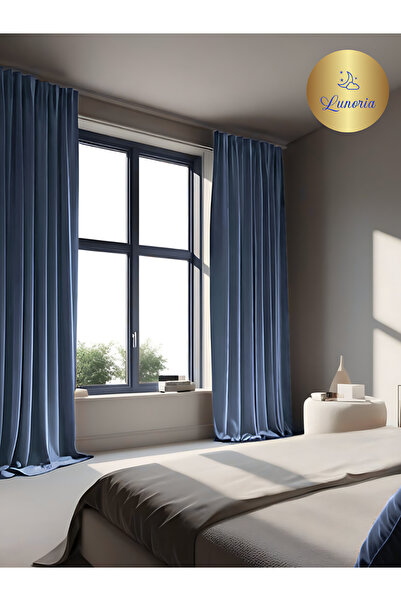 Lunoria Sapphire - Ekstraforlu Blackout İndigo Karartma Fon Perde