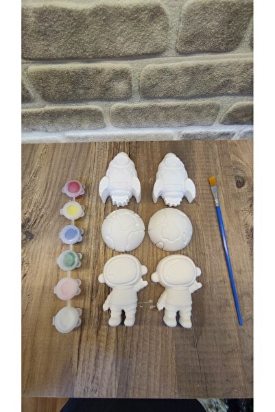 Home Stone Painting Set for Children – Space Themed + 6 Color Paints + Brush