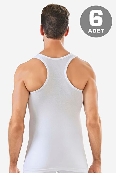Arma Yıldız 6 Pack White Men's Rambo Sports Singlet 100% Cotton Rib