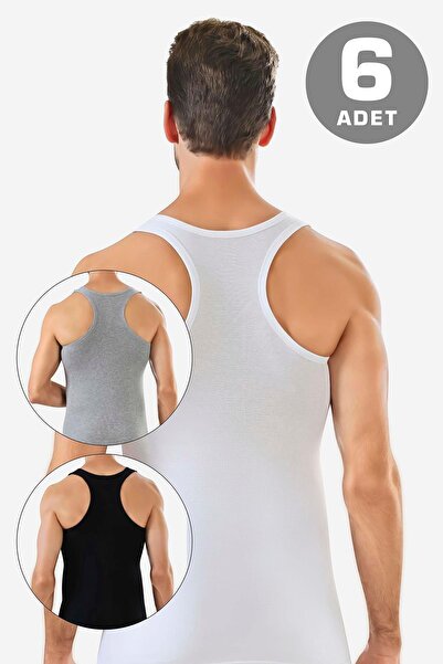 Arma Yıldız Pack of 6 Colorful Men's Rambo Sports Singlets 100% Cotton Rib