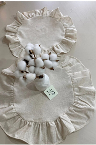 Kayasoft Yuvarlak Fırfırlı Keten Amerikan Servis ve Supla – 40×40 cm 4’lü Set