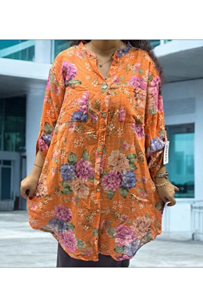 Butik Ayseba Linen Italian Patterned Shirt Tunic