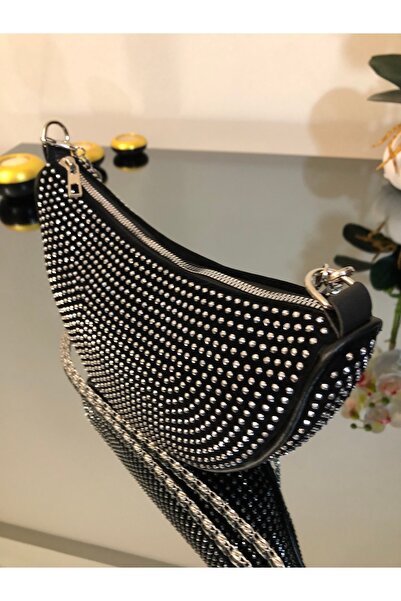 Butik Zincir Askılı Taş Detaylı Kadın El Ve Omuz Çanta
