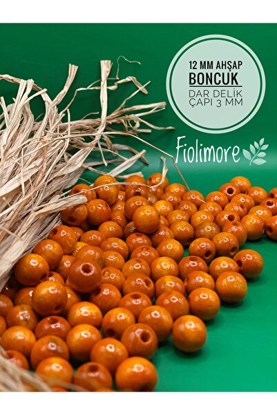Fiolimore 12 мм оранжеви дървени мъниста (50 грама, 74 броя) с малък диаметър...