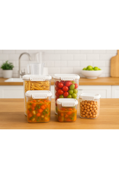 Sistema Bakery Pantry Pack 82004 –5 Piece Airtight Food Storage Container Set + Measuring Cup, Bpa-Free.