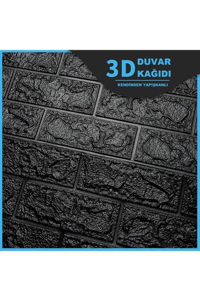 Renkli Duvarlar 70cmx77cm 1 Adet Siyah Kendinden Yapışkanlı Duvar Kaplama Kağıdı Paneli Nw06