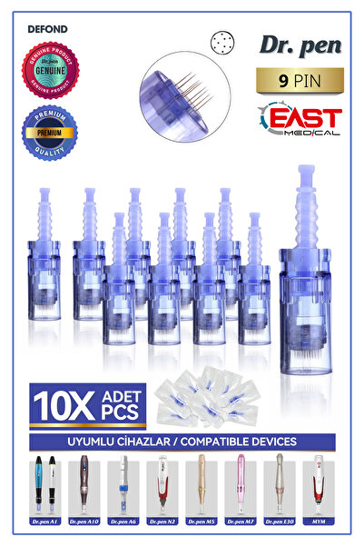 DEFOND Dr Pen A6-a10-a1-n2-m5-m7-e30-mym Uyumlu Iğneleri 10 Adet 9 Pin Orijinal Dermapen Iğne Kartuşu