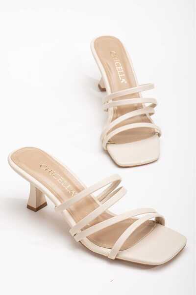 CHİCELLA Jolie Beige Women's Short Heeled Slippers