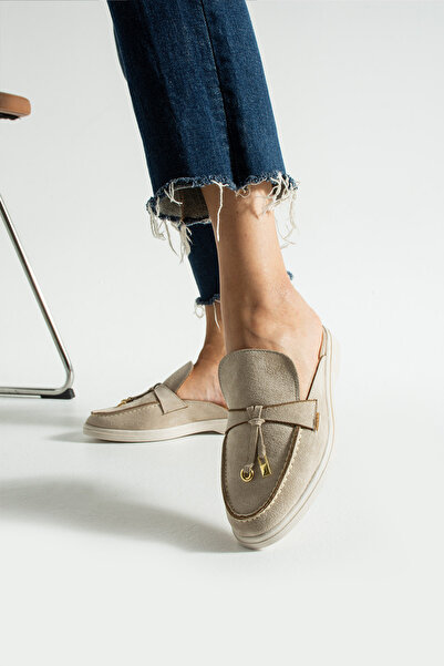 diclepolat Жіночі бежеві замшеві лофери без шнурків Жіночі тапочки Luna