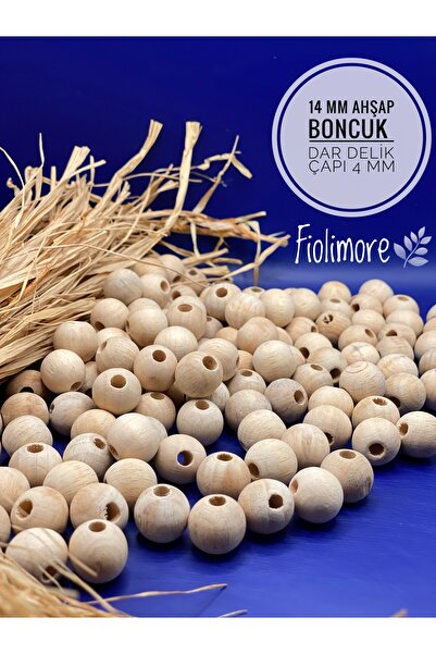 Fiolimore Mărgele din lemn brut de 14 mm (50 grame, 50 bucăți) Diametru gaură...