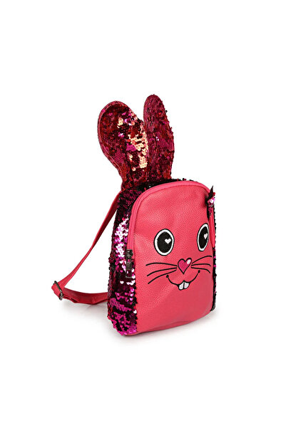 Encool Rucsac reglabil cu fermoar cu paiete urechi de iepure pentru fete roz