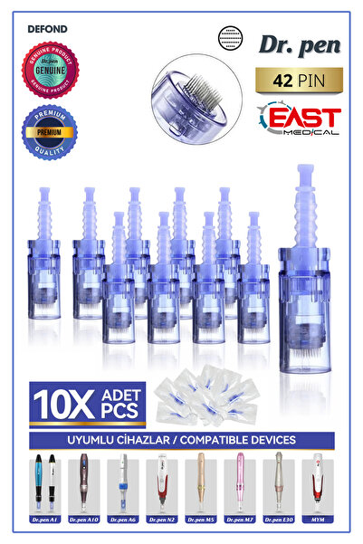 DEFOND Dr Pen A6-a10-a1-n2-m5-m7-e30-mym Uyumlu Iğneleri 10 Adet 42 Pin Orijinal Dermapen Saç Iğne Kartuşu