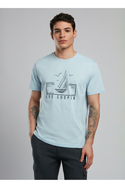 Lee Cooper Ανδρικό μπλουζάκι με στρογγυλή λαιμόκοψη ανοιχτό μπλε 252 Lcm 242038 Mark A.mavi̇