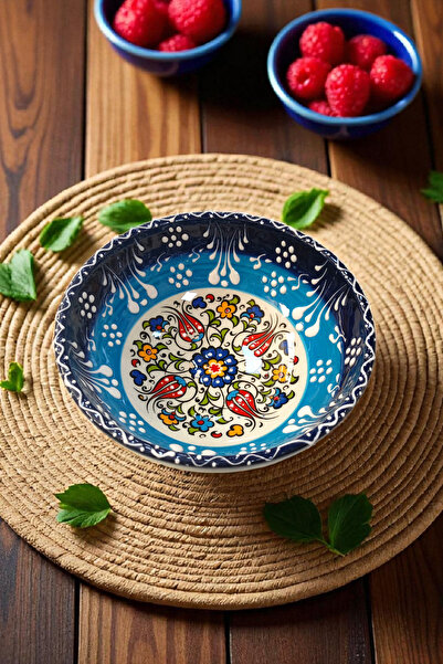 Salizera وعاء سيراميك مصنوع يدويًا بنمط الخزف - قطر 16 سم، ارتفاع 6.5 سم - نم...