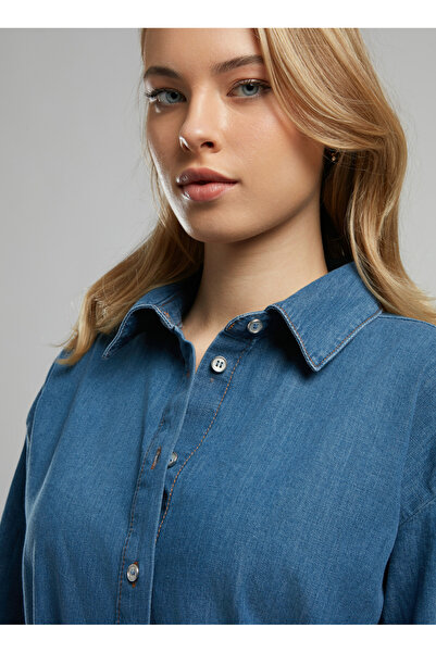 Lee Cooper Classic Collar Straight Standard Women's Dress 252 Lcf 144005 Hana Denim