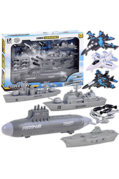 TUENGİ STORE Savaş Gemisi Savaş Uçağı Ve Denizaltı Oyuncak Dev Savaş Seti