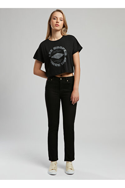 Lee Cooper Crew Neck Printed Black Women's T-Shirt 252 Lcf 242019 Lorina Black