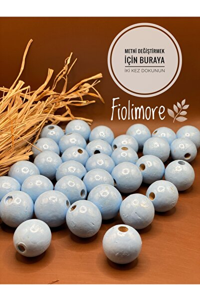 Fiolimore 24 ملم لون أزرق خرز خشبي (50 جرام 11 قطعة) قطر الفتحة الضيقة 5 ملم ...