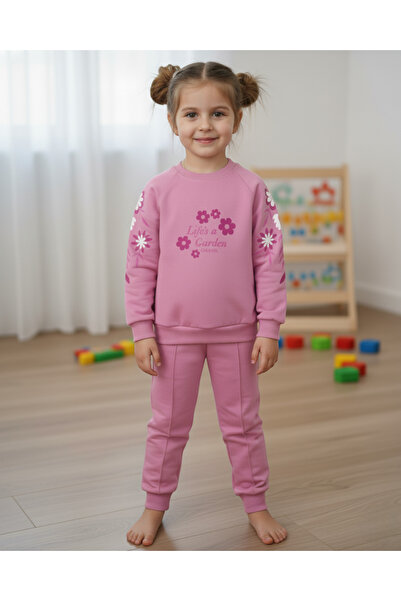 Ege Bebek Set de trening compact pentru fete cu imprimeu floral, pentru vârst...