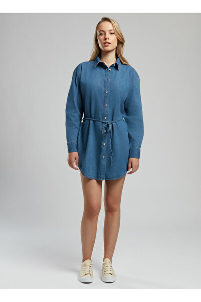 Lee Cooper Classic Collar Straight Standard Women's Dress 252 Lcf 144005 Hana Denim