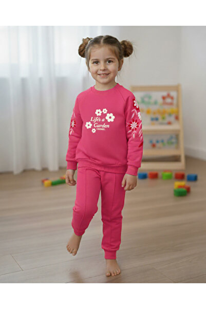 Ege Bebek Set de trening compact pentru fete cu imprimeu floral, pentru vârst...