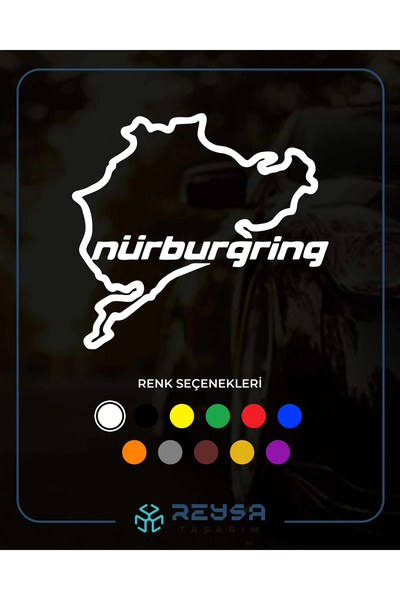 Reysa Tasarım Nürburgring Araba Sticker 17x17 Cm Beyaz