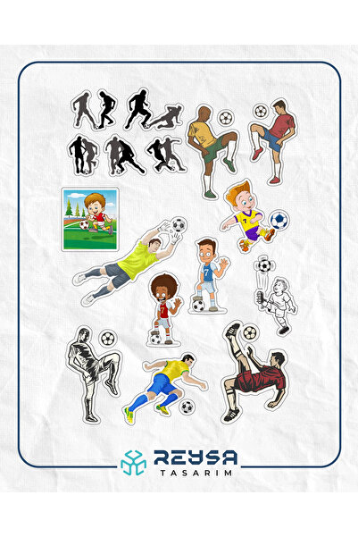 Reysa Tasarım مجموعة ملصقات كرة القدم - 1 مكونة من 16 قطعة للهاتف والكمبيوتر ...
