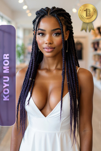 TAM TARZ Afrika Örgüsü Rasta Ve Box Braid için Fiber Sentetik Saç (Renk Kodu Purple3) Koyu Mor