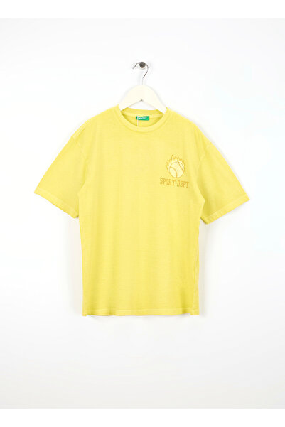 Benetton Baskılı Sarı Erkek Çocuk T-Shirt 3PCMC10N7