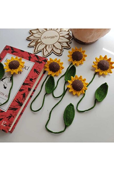 Merveyyyra El Örgüsü Ayçiçeği Kitap Ayracı Örgü Ayraç