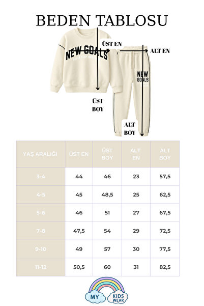 My Kids Wear Unisex New Goals Printed Cotton 3 Thread School Tracksuit Set 3-12 Years Old 12056