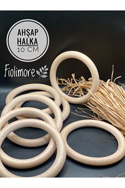 Fiolimore 10 Cm Ahşap Halka-(5 ADET)-diş Kaşıma-amigurumi-makrome Halka-aksesuar-çanta-takı