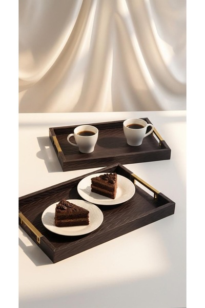 Generic Luxury Design Multi-Purpose Tray Set - Small 41 x 31 cm / Large 45 x 35 cm Brown