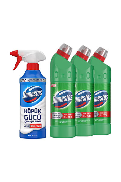 Domestos Yoğun Kıvamlı Çamaşır Suyu Dağ Esintisi 750 ml x3 + Köpük Gücü Köpük Çamaşır Suyu