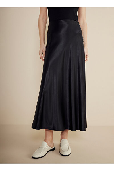 BROOKS BROTHERS Normal Bel Siyah Kadın Midi Etek BBSS25FSK005