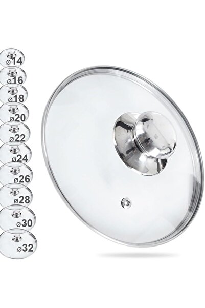 Dogant Tencere Tava Sahan Için Z Tipi 32 cm Cam Kapak Tahta Kaşık Hediye