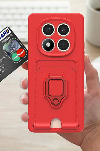 NewFace Sptrns Xiaomi Redmi Note 14 Pro 4g Case Zuma Silicone with Ring and Business Card Holder (115745) - Red