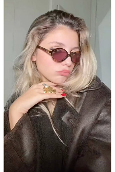 funeyes Miux Leopard Frame Pink Glass with Metal Accessories Ital Product Bone Frame Vip Product