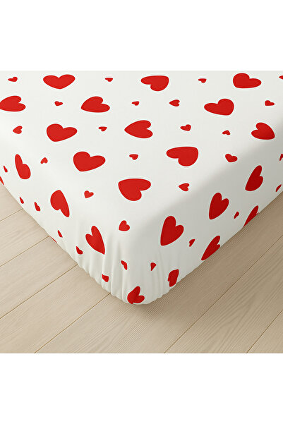 Madame Home 100*200 Single Fitted Sheet Set Red Heart Suitable for Daily Use
