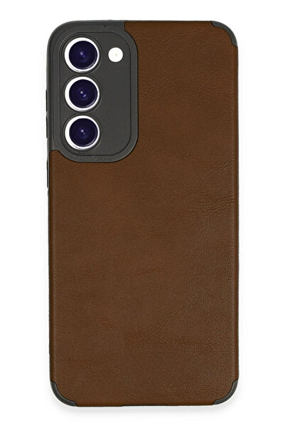 NewFace حافظة سامسونج جالاكسي إس 23 بلس من إس بي تي آر إن إس، جلد مع حلقة سيليكون (221401) - بني