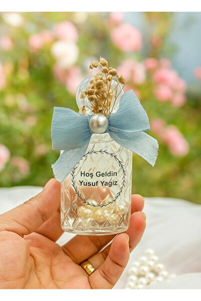 Handmade Düğün ,nişan ,kına hediyelik mika şişe simli incili kolonya 5 adet