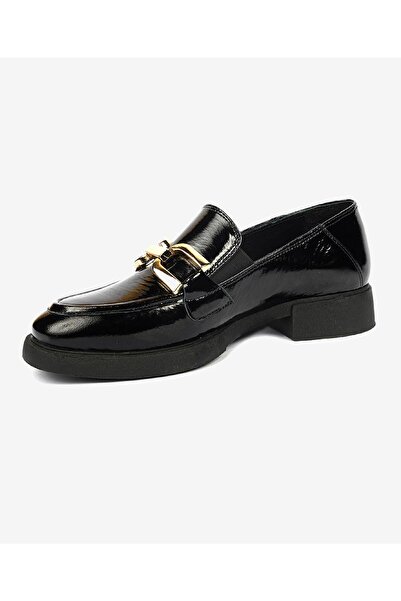 Greyder 59120 Дамски обувки от естествена кожа, класически оксфорд, черно-лачена кожа