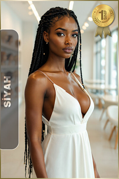 TAM TARZ Afrika Örgüsü Rasta Ve Box Braid için Fiber Sentetik Saç (Renk Kodu 1) Siyah