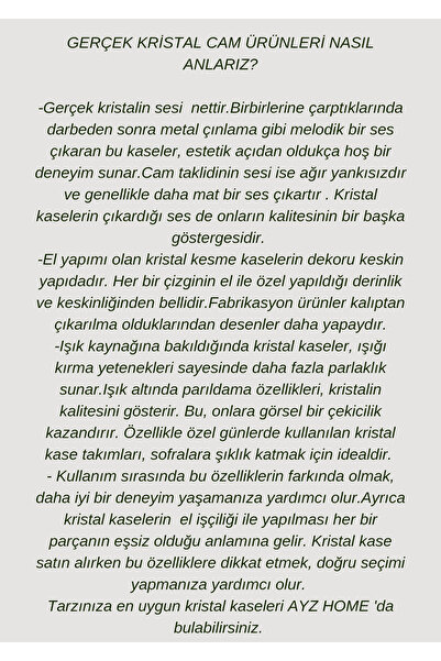 AYZ HOME Renkli Kare Dekor Kesme Kristal Cam Salata Kasesi 25 cm /Sunum Kasesi