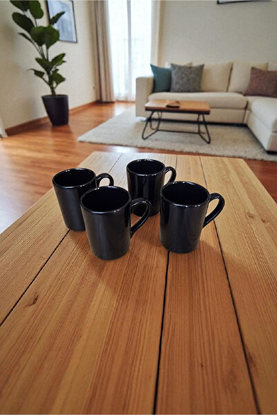 Osha Aksesuar Set of 4 Turkish Coffee Cups - Black Double Turkish Coffee Set